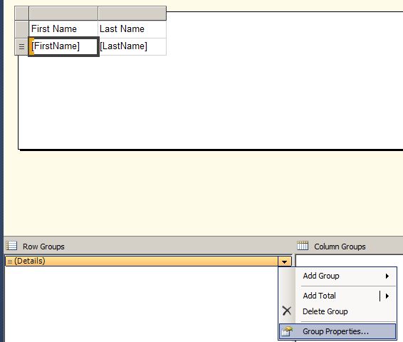 specify group properties